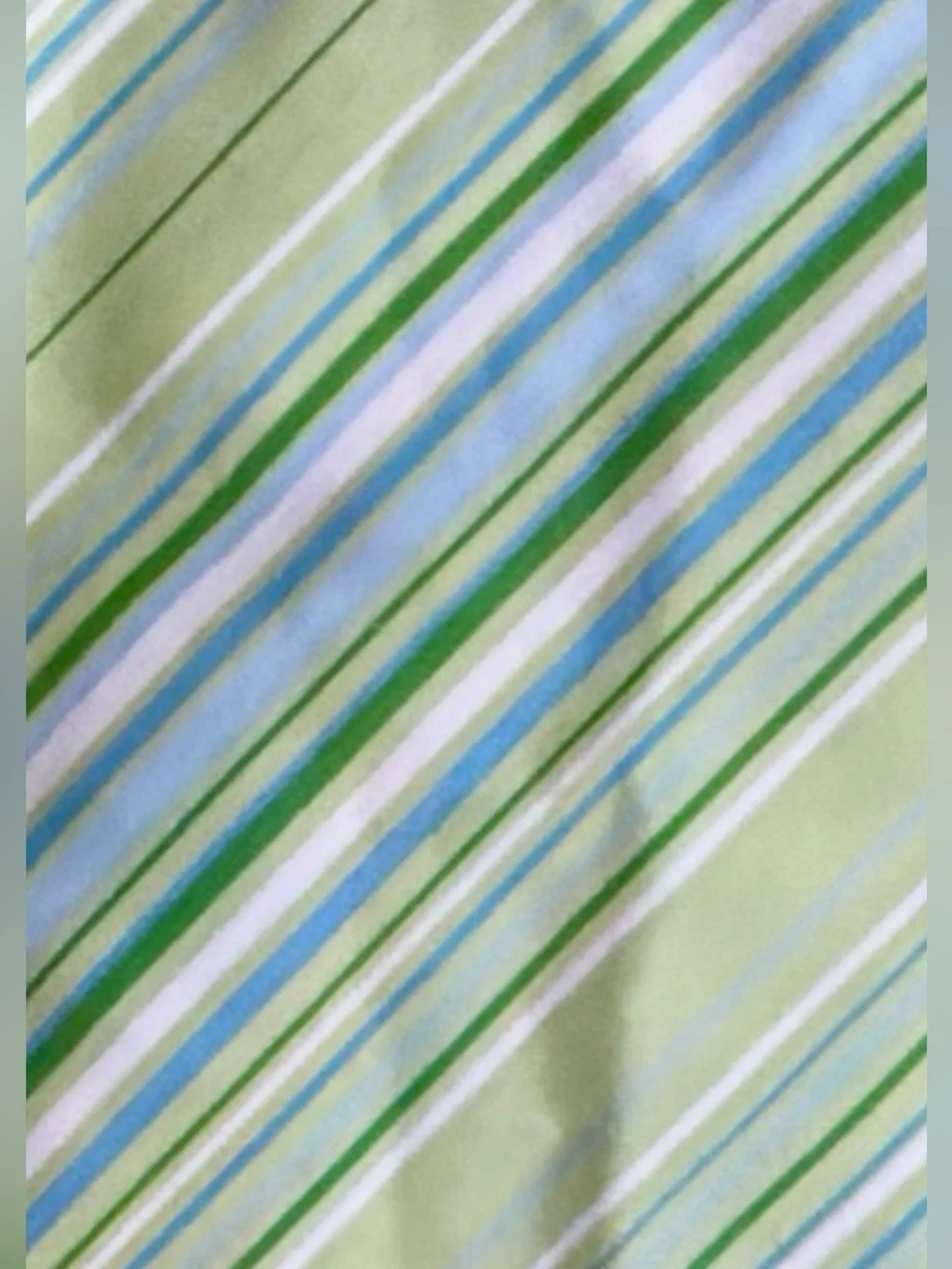VTG Wamsutta Stripe Green Blue White TWIN Flat & Fitted Sheet Cotton/Polyester